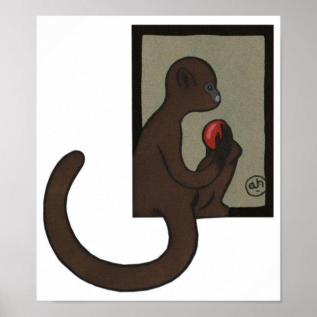 Monkey - antikarier, färgfull illustration av Bok Poster (Framsidan)