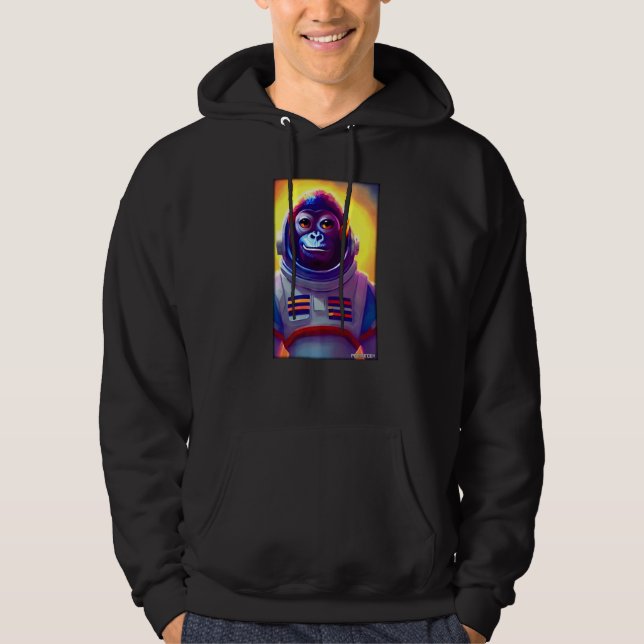 Monkey Ape Animal Astronaut Space Universe Galaxy  Hoodie (Framsida)