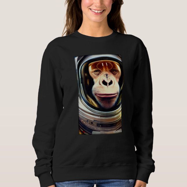 Monkey Ape Animal Astronaut Space Universe Galaxy  T Shirt (Framsida)