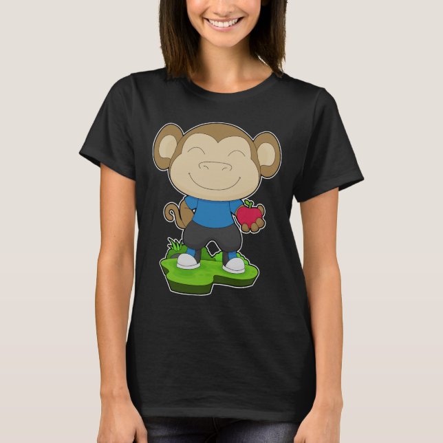 Monkey Apple Fruit T Shirt (Framsida)