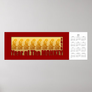 Monkey År 2016 Kalender Poster