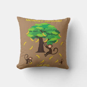 "Monkey Around" apor som reser bananer Kudde
