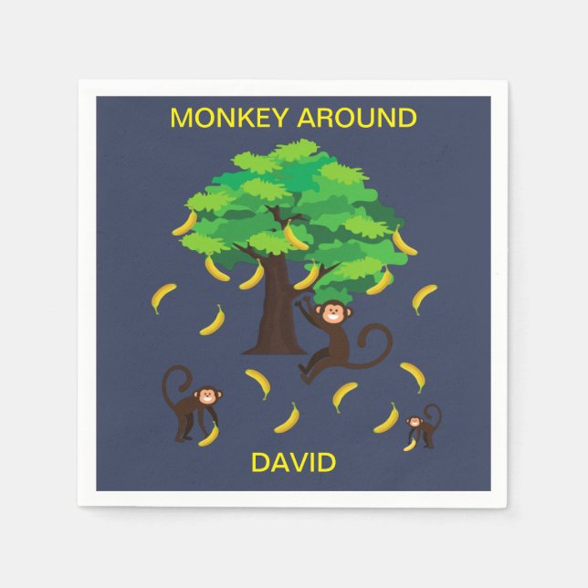 "Monkey Around" apor som reser bananer  Pappersservett (Framsidan)