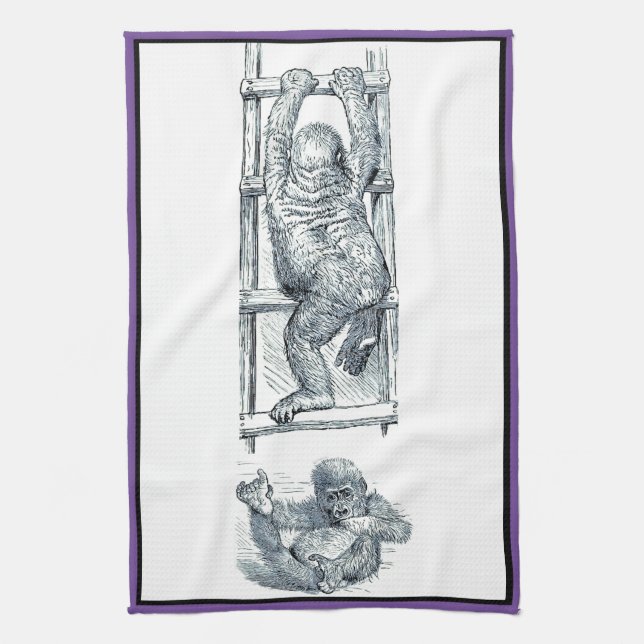 Monkey Around Young Gorilla Kitchen Towel Kökshandduk (Vertikal)