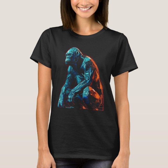 Monkey artwork - animal art zoo gorilla t shirt (Framsida)