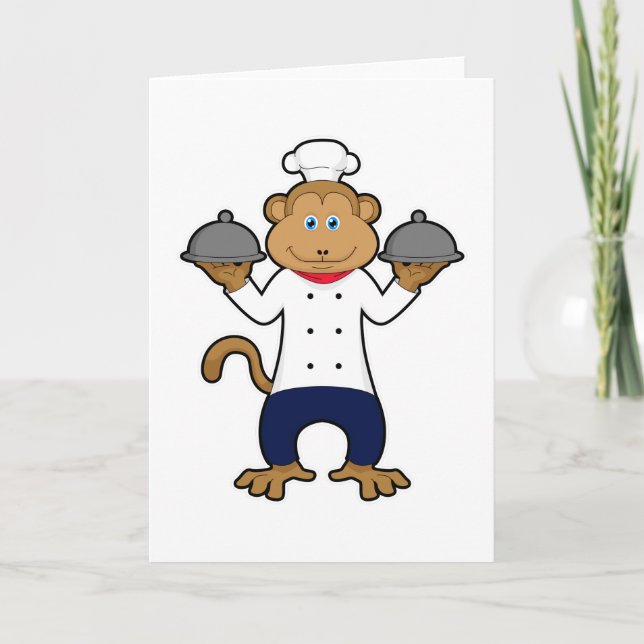 Monkey as Cook with Serving plates Kort (Framsida)