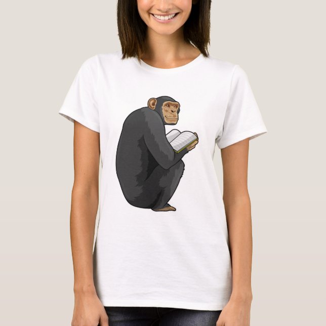 Monkey as Nerd with Book T Shirt (Framsida)