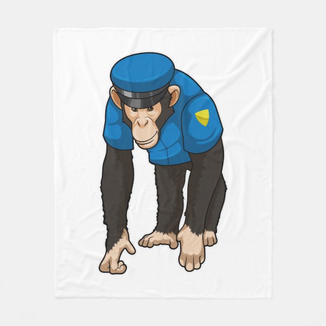 Monkey as Police officer with Uniform Fleecefilt (Framsidan)