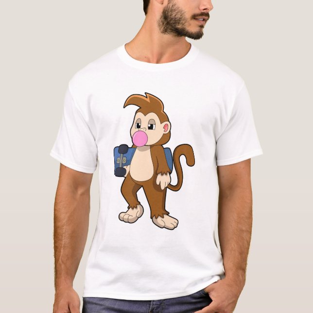 Monkey as Skater with Skateboard T Shirt (Framsida)