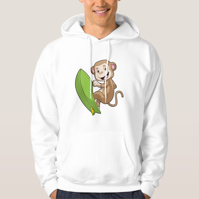 Monkey as Surfer med Surfboard Hoodie (Framsida)