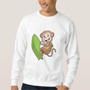 Monkey as Surfer med Surfboard Lång Ärmad Tröja