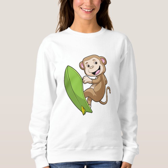 Monkey as Surfer med Surfboard T Shirt (Framsida)