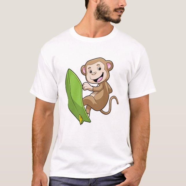 Monkey as Surfer med Surfboard T Shirt (Framsida)
