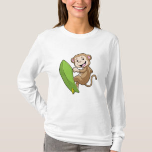 Monkey as Surfer med Surfboard T Shirt