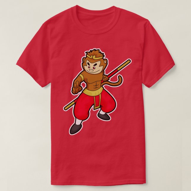 Monkey as Warrior med stabschef T Shirt (Design framsida)