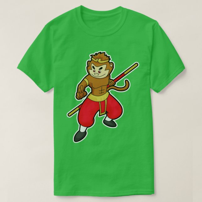 Monkey as Warrior med stabschef T Shirt (Design framsida)