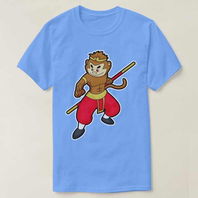 Monkey as Warrior med stabschef T Shirt (Design framsida)