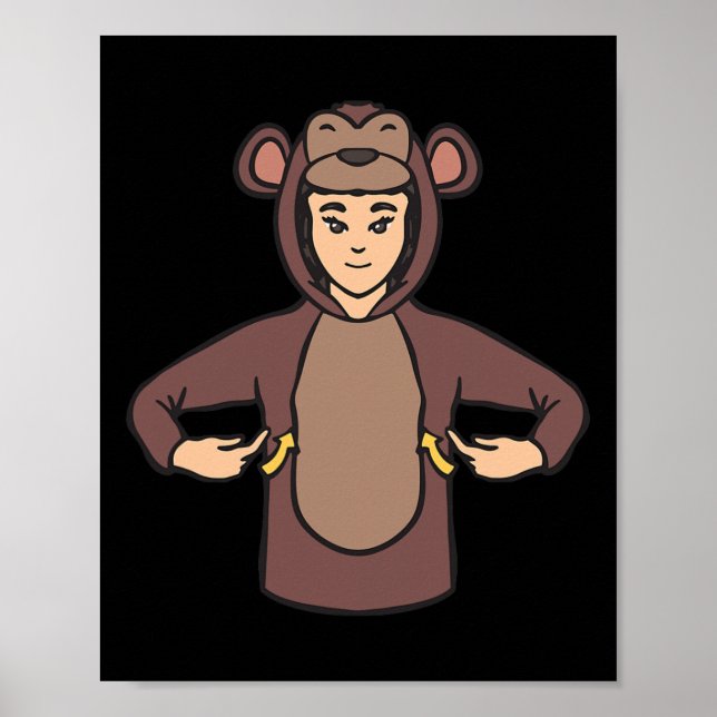 Monkey ASL Hand Gesture Döv Hearing Loss Awarenes Poster (Framsidan)
