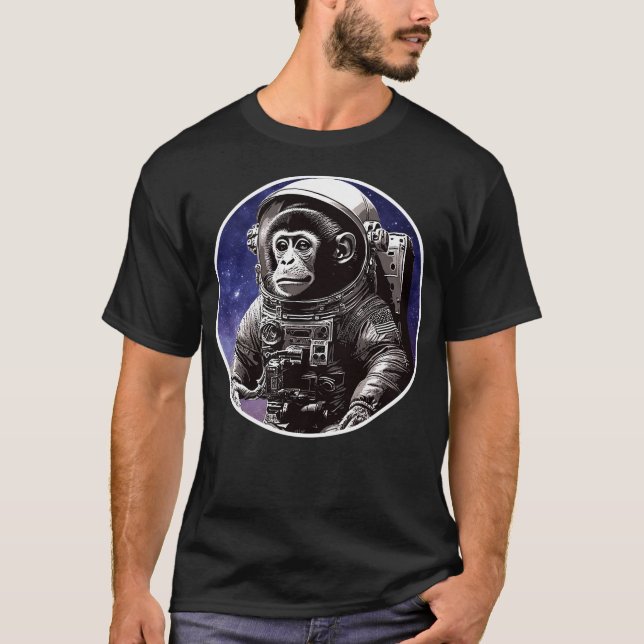Monkey Astronaut Cirlcle T Shirt (Framsida)
