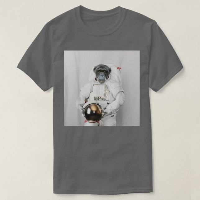 Monkey astronaut i rymden kostym med hjälm t shirt (Design framsida)