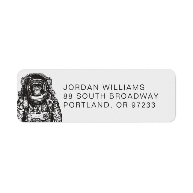 Monkey Astronaut | Lägg till ditt namn Returadress Etikett (Framsidan)