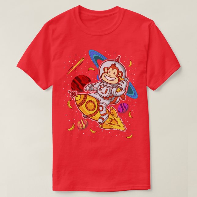 Monkey Astronaut Rocket Ride Space T Shirt (Design framsida)