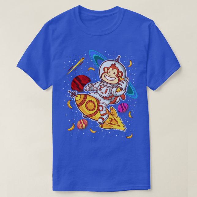 Monkey Astronaut Rocket Ride Space T Shirt (Design framsida)