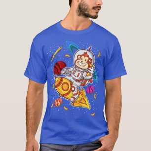 Monkey Astronaut Rocket Ride Space T Shirt