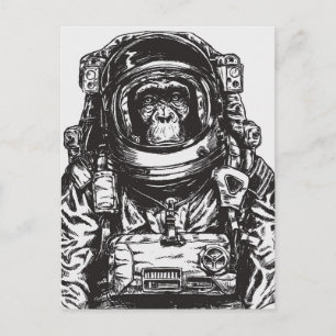 Monkey Astronaut Vykort