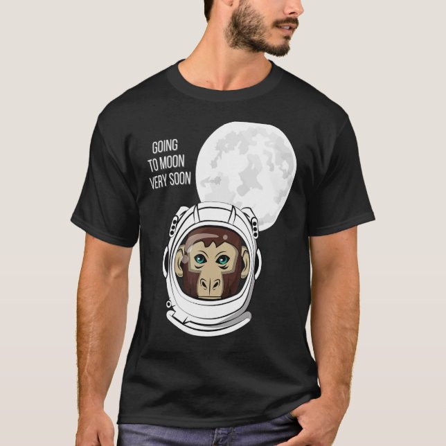 Monkey Astronauts Rymdresa till Måne mycket snart T Shirt (Framsida)