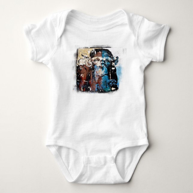 Monkey Baby Jersey Bodykosti, vit Tee (Framsida)