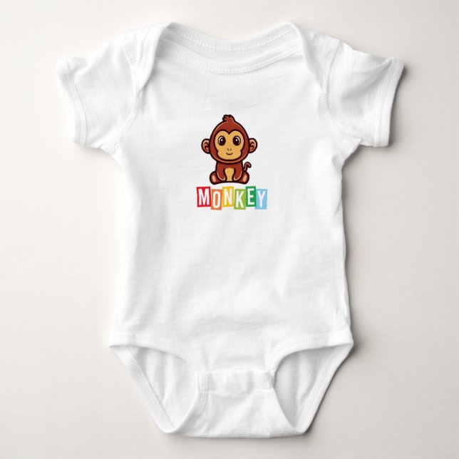 Monkey Baby Jersey Bodykostym T Shirt (Framsida)