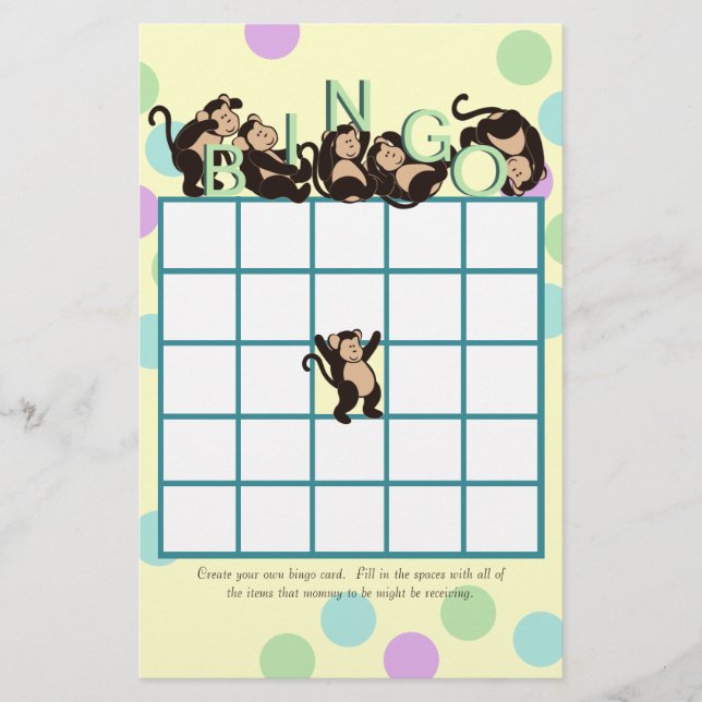 Monkey Baby Shower Bingo (Framsida)