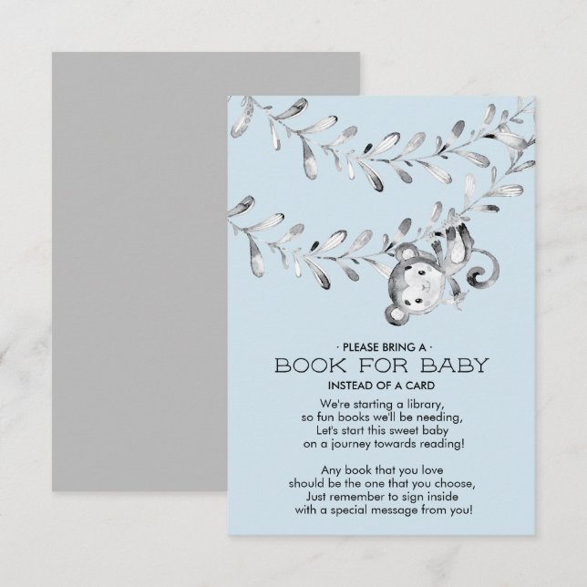 Monkey Baby Shower Bok för Baby-kort Inbjudningar (Fram/baksida)