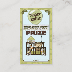 Monkey Baby Shower DIAPER RAFFLE BILJETT CA-Blue Tilläggskort