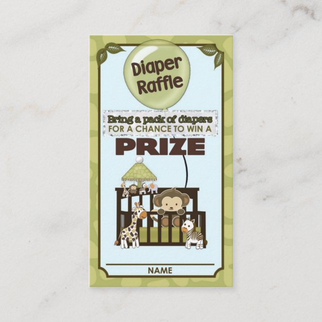 Monkey Baby Shower DIAPER RAFFLE BILJETT CA-Blue Tilläggskort (Framsida)