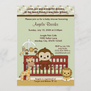 MONKEY Baby Shower-inbjudan Jungle Pals JPN-M Inbjudningar
