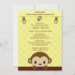 MonKEY Baby Shower-inbjudan Polka Dot GULT MPP Inbjudningar