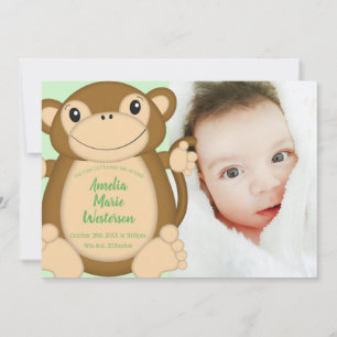 Monkey Baby Shower Jungle Inbjudningar