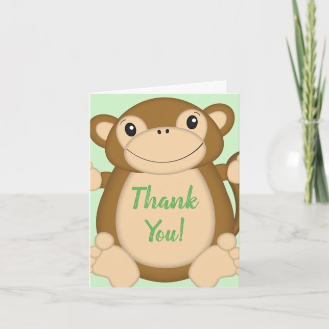 Monkey Baby Shower Jungle Tack Kort (Framsida)