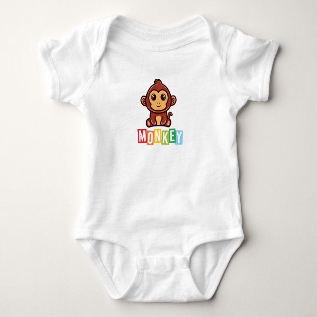 Monkey Baby Trikå Bodysuit T Shirt (Framsida)