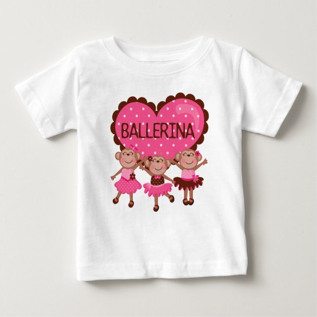 Monkey Balett Flickig Baby Tutu-bodysuit T-shirt (Framsida)