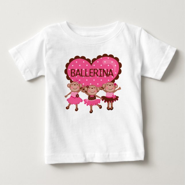 Monkey Ballet Flickig klänning för bebisar utan är Tee Shirt (Framsida)