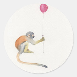Monkey Balloon Party Stickers Runt Klistermärke