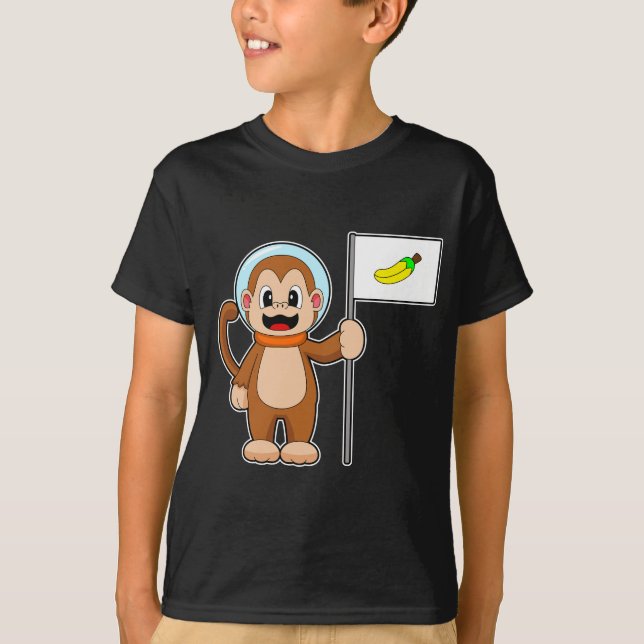 Monkey Banana Astronaut Space T Shirt (Framsida)