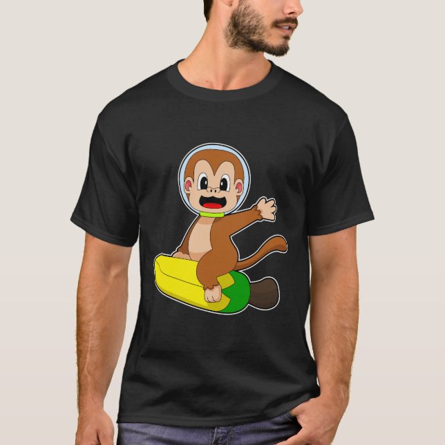 Monkey Banana Astronaut T Shirt (Framsida)