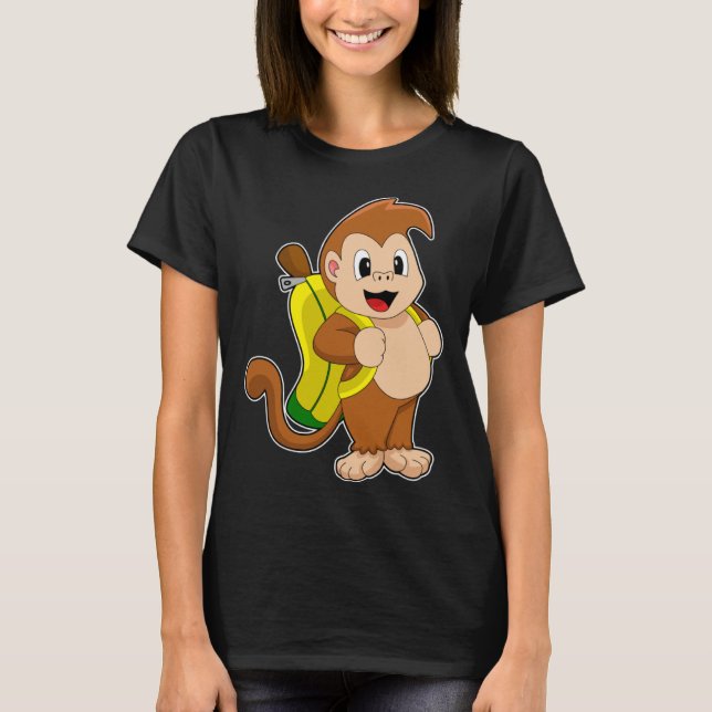 Monkey Banana Backpack T Shirt (Framsida)