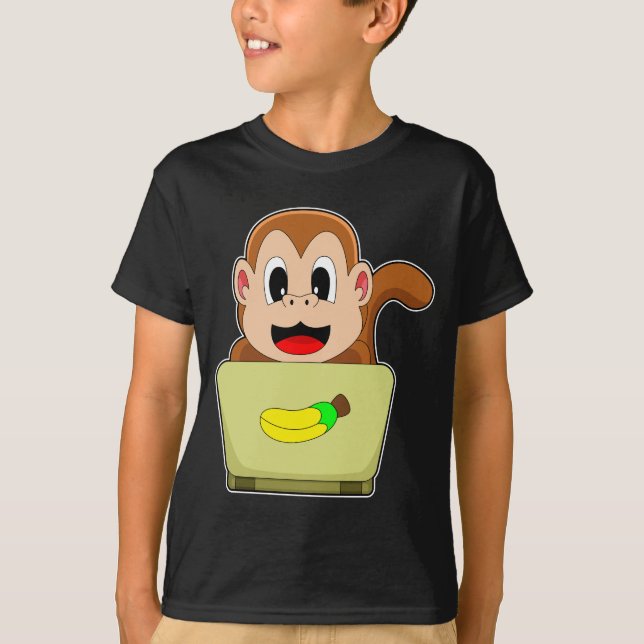 Monkey Banana bärbar dator T Shirt (Framsida)