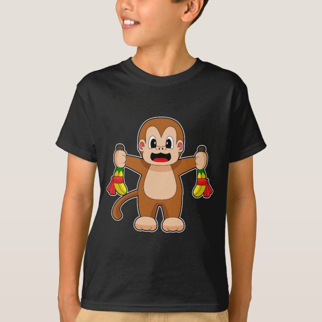 Monkey Banana Birthday T Shirt (Framsida)
