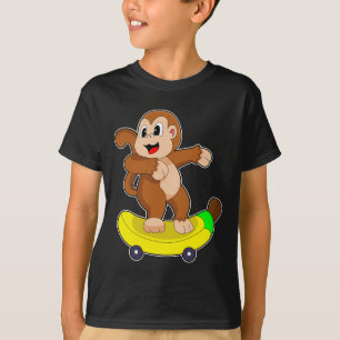 Monkey Banana Skater Skateboard T Shirt